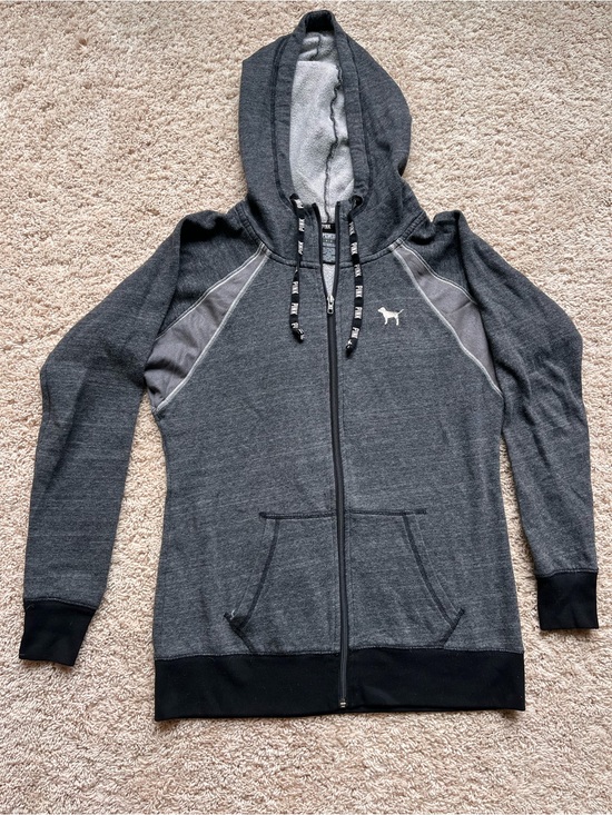 Victoria's Secret Tops - Victoria's Secret PINK Charcoal Gray Zip-Up Hoodie